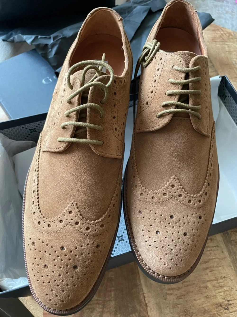 Gordon Rush Men's Tan Suede Italian Leather Oxford Derby Wingtip Sz 9 New in Box